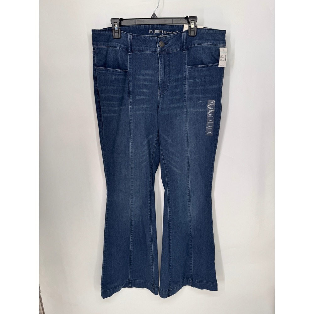 Maurices Flare Jeans Women 16W Blue NWT High Rise Denim Flex Dark Wash Stretch
